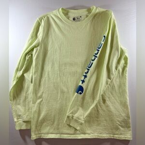 Carhartt Long Sleeve Tee in Lime with Blue Sleeve Graphic